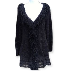 Black Wool knit polyester mix  Size L